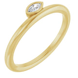 14K Gold Marquise Natural Diamond Bezel-Set Stackable Ring - Yellow Gold
