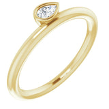 14K Gold Marquise Natural Diamond Bezel-Set Stackable Ring - Yellow Gold