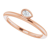 14K Gold Marquise Natural Diamond Bezel-Set Stackable Ring - Rose Gold - view 5