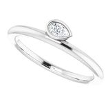 Platinum Marquise Natural Diamond Bezel-Set Stackable Ring - view 5