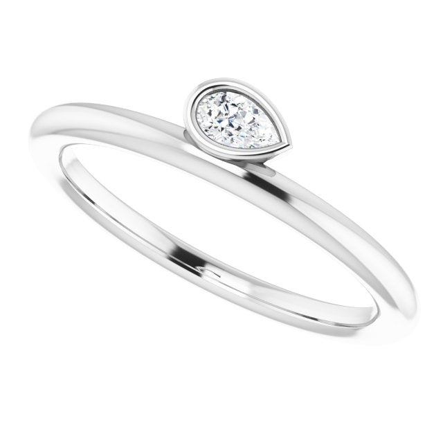 Platinum Marquise Natural Diamond Bezel-Set Stackable Ring - view 5
