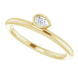 14K Gold Marquise Natural Diamond Bezel-Set Stackable Ring - Yellow Gold - view 5