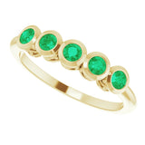 14K Gold Round Natural Emerald Five-Stone Bezel-Set Ring - Yellow Gold - view 5