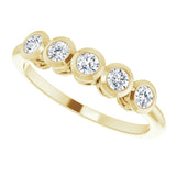 14K Gold Round Natural Diamond Five-Stone Bezel-Set Ring – 2.5mm Stones - Yellow Gold - view 5
