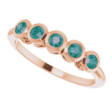 14K Gold Round Lab-Grown Alexandrite Five-Stone Bezel-Set Ring - Rose Gold - view 5