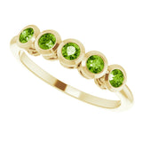 14K Gold Round Natural Peridot Five-Stone Bezel-Set Ring - Yellow Gold - view 5