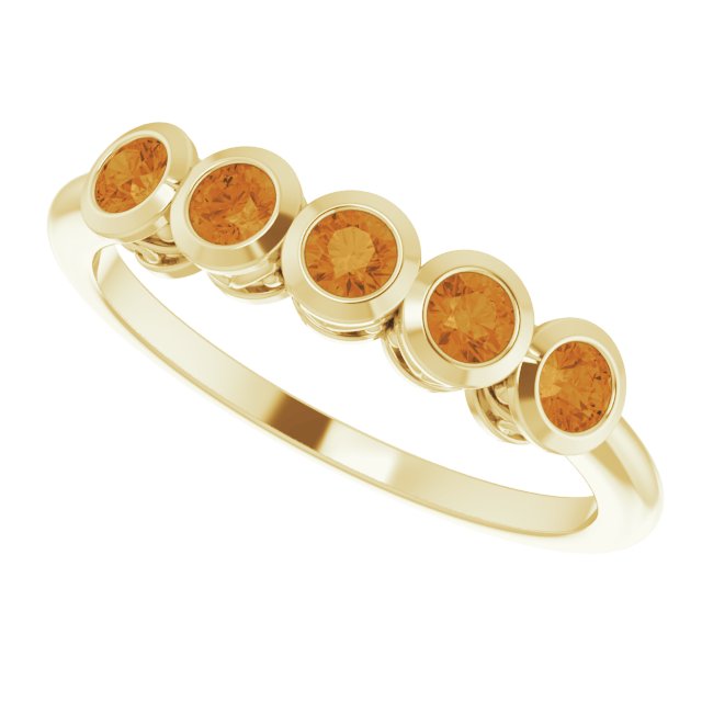 14K Gold Round Natural Citrine Five-Stone Bezel-Set Ring - Yellow Gold - view 5