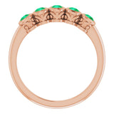 14K Gold Round Lab-Grown Emerald Five-Stone Bezel-Set Ring - Rose Gold - view 2