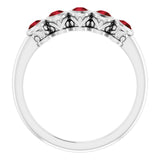 Platinum Round Natural Mozambique Garnet Five-Stone Bezel-Set Ring - view 2