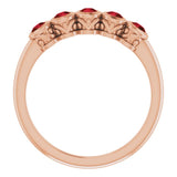 14K Gold Round Natural Mozambique Garnet Five-Stone Bezel-Set Ring - Rose Gold - view 2