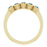 14K Gold Round Natural Alexandrite Five-Stone Bezel-Set Ring - Yellow Gold - view 2
