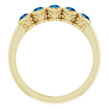 14K Gold Round Natural Blue Sapphire Five-Stone Bezel-Set Ring - Yellow Gold - view 2