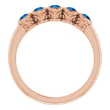 14K Gold Round Lab-Grown Blue Sapphire Five-Stone Bezel-Set Ring - Rose Gold - view 2