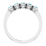 Platinum Round Natural Blue Zircon Five-Stone Bezel-Set Ring - view 2