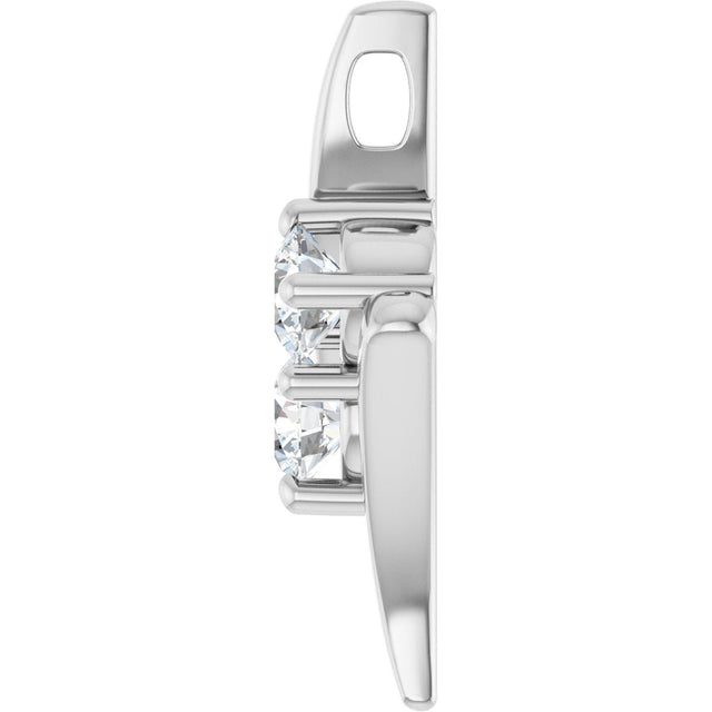 Platinum Round Natural Diamond Two-Stone Freeform Pendant - view 3