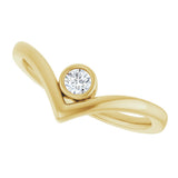 14K Gold Round Natural Diamond Bezel-Set Solitaire V Ring - Yellow Gold - view 5