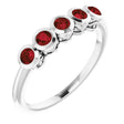 Platinum Round Natural Mozambique Garnet Five-Stone Bezel-Set Ring