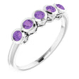 Platinum Round Natural Amethyst Five-Stone Bezel-Set Ring