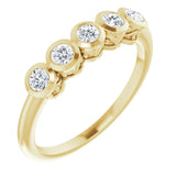 14K Gold Round Natural Diamond Five-Stone Bezel-Set Ring – 2.5mm Stones - Yellow Gold