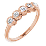 14K Gold Round Natural Diamond Five-Stone Bezel-Set Ring – 2.5mm Stones - Rose Gold