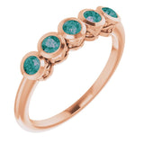14K Gold Round Natural Alexandrite Five-Stone Bezel-Set Ring - Rose Gold