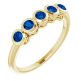 14K Gold Round Natural Blue Sapphire Five-Stone Bezel-Set Ring - Yellow Gold
