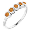 Platinum Round Natural Citrine Five-Stone Bezel-Set Ring