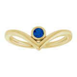 14K Gold Round Natural Blue Sapphire Bezel-Set Solitaire V Ring - Yellow Gold - view 3