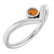 Platinum Round Natural Citrine Bezel-Set Solitaire V Ring