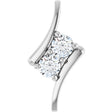 14K Gold Round Natural Diamond Two-Stone Freeform Pendant