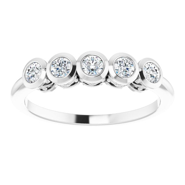 Platinum Round Natural Diamond Five-Stone Bezel-Set Ring – 2.5mm Stones - view 3
