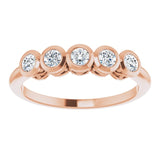 14K Gold Round Natural Diamond Five-Stone Bezel-Set Ring – 2.5mm Stones - Rose Gold - view 3