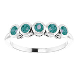 Platinum Round Lab-Grown Alexandrite Five-Stone Bezel-Set Ring - view 3