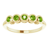 14K Gold Round Natural Peridot Five-Stone Bezel-Set Ring - Yellow Gold - view 3