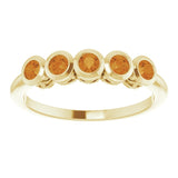 14K Gold Round Natural Citrine Five-Stone Bezel-Set Ring - Yellow Gold - view 3