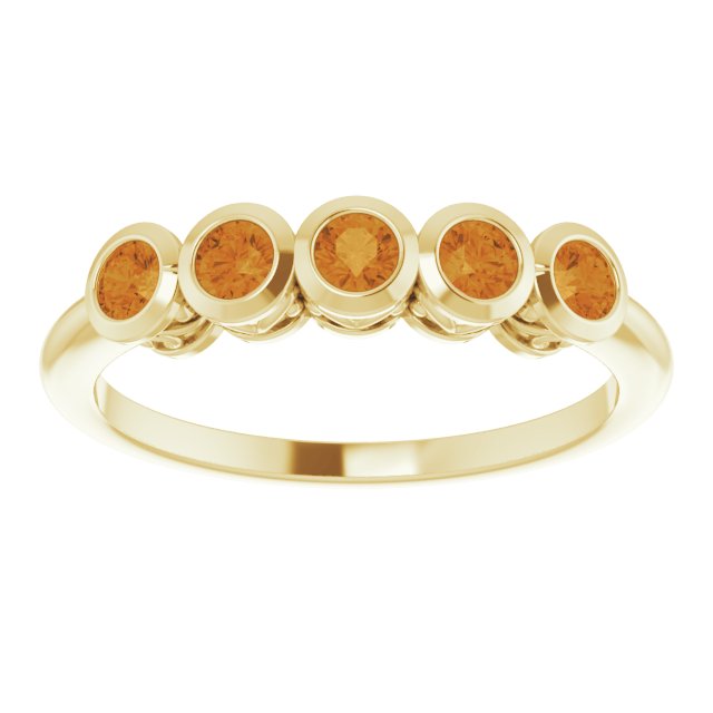 14K Gold Round Natural Citrine Five-Stone Bezel-Set Ring - Yellow Gold - view 3