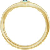 14K Gold Round Natural Blue Zircon Bezel-Set Solitaire V Ring - Yellow Gold - view 2