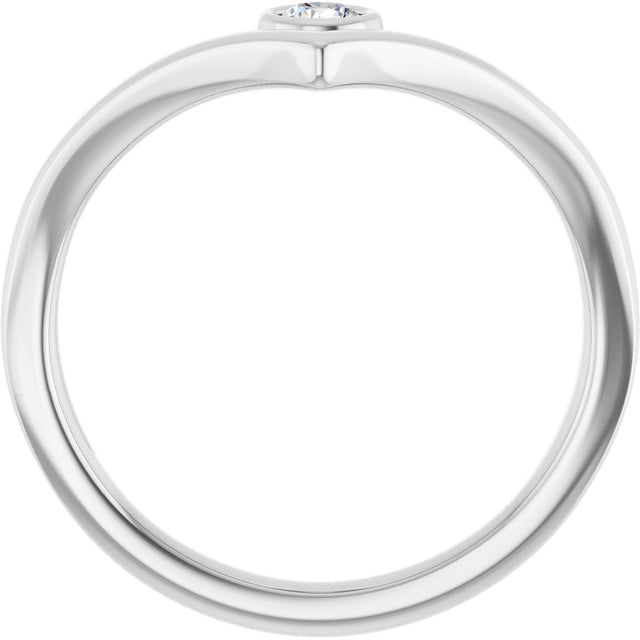 Platinum Round Natural Diamond Bezel-Set Solitaire V Ring - view 2