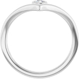 14K Gold Round Natural Diamond Bezel-Set Solitaire V Ring - White Gold - view 2