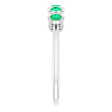 14K Gold Round Lab-Grown Emerald Five-Stone Bezel-Set Ring - White Gold - view 4