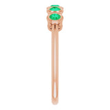 14K Gold Round Natural Emerald Five-Stone Bezel-Set Ring - Rose Gold - view 4