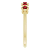 14K Gold Round Natural Mozambique Garnet Five-Stone Bezel-Set Ring - Yellow Gold - view 4