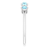14K Gold Round Natural Aquamarine Five-Stone Bezel-Set Ring - White Gold - view 4
