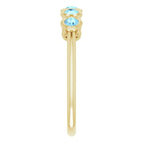14K Gold Round Natural Aquamarine Five-Stone Bezel-Set Ring - Yellow Gold - view 4