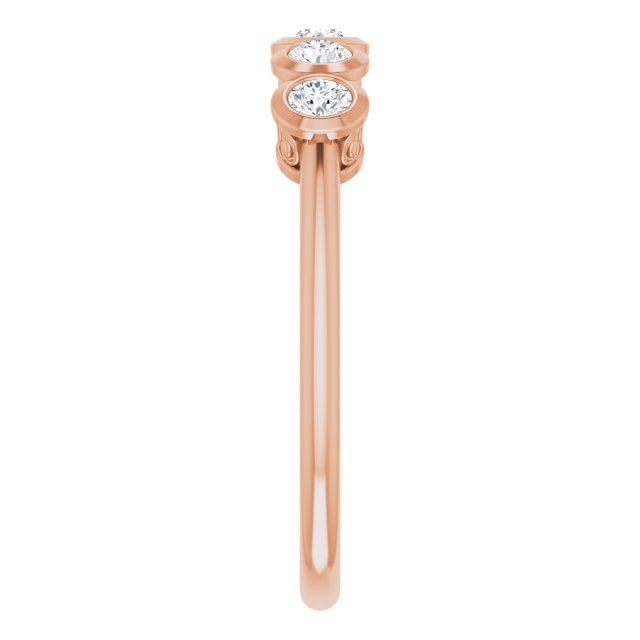 14K Gold Round Natural Diamond Five-Stone Bezel-Set Ring – 2.5mm Stones - Rose Gold - view 4