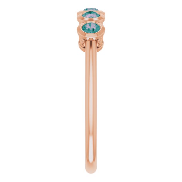 14K Gold Round Natural Alexandrite Five-Stone Bezel-Set Ring - Rose Gold - view 4