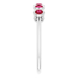 Platinum Round Lab-Grown Ruby Five-Stone Bezel-Set Ring - view 4