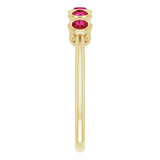 14K Gold Round Lab-Grown Ruby Five-Stone Bezel-Set Ring - Yellow Gold - view 4