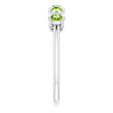 Platinum Round Natural Peridot Five-Stone Bezel-Set Ring - view 4