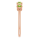 14K Gold Round Natural Peridot Five-Stone Bezel-Set Ring - Rose Gold - view 4